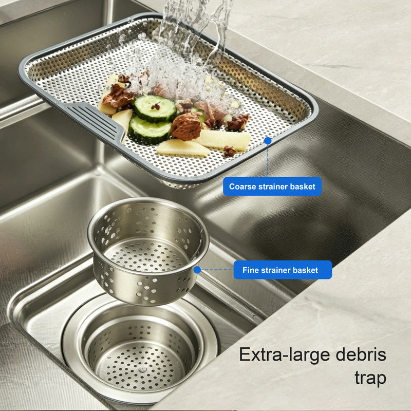 30 in. Single Bowl 304 Stainless Steel Kitchen Sink with Dual Drain Strainer System