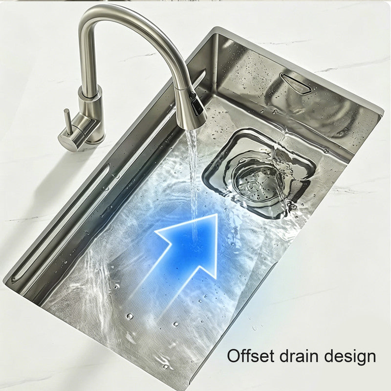30 in. Single Bowl 304 Stainless Steel Kitchen Sink with Dual Drain Strainer System