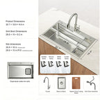 30 in. Single Bowl 304 Stainless Steel Kitchen Sink with Dual Drain Strainer System